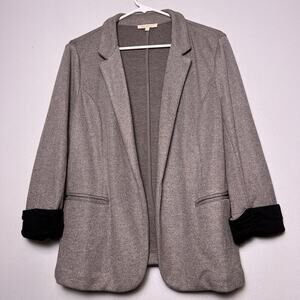 Skies Are Blue Womens Sz L Gray Blazer Open Front Soft Comfy Basic